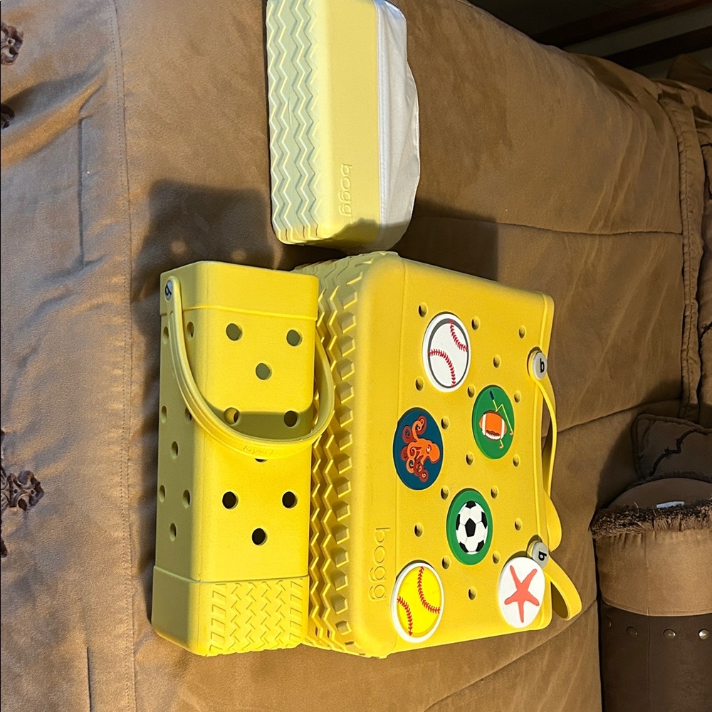 BOGG BAG Yellow Tote with Sports Theme